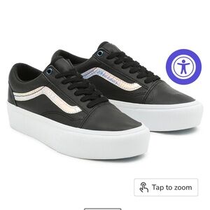 Vans Black and White Holographic Platform Shoes 7